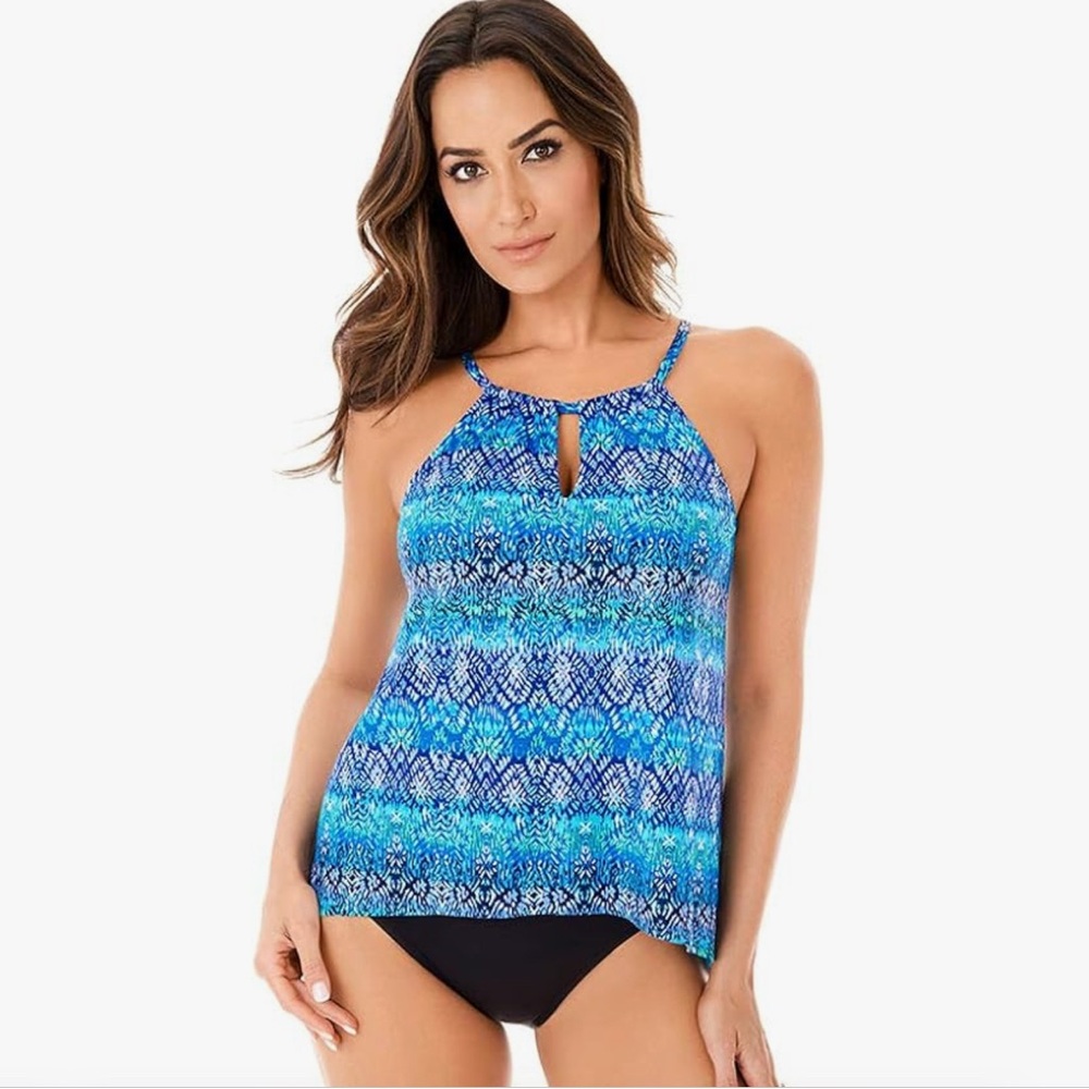 Miraclesuit Blue and Black Women's Bikini Top